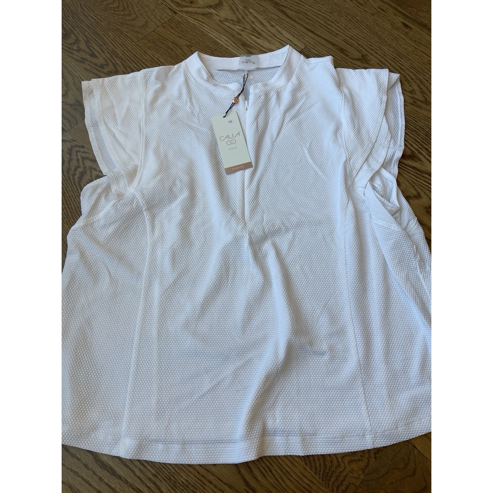 Calia Renew Cap Sleeve 1/4 Zip Top 2XL White Women Golf Lightweight $58 NEW